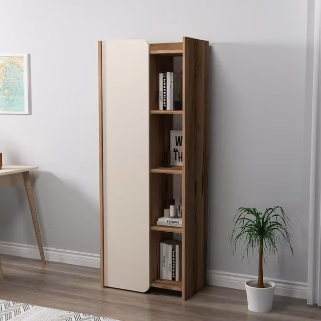 Suave Babel Ladder Bookshelf in Light Walnut and Beige