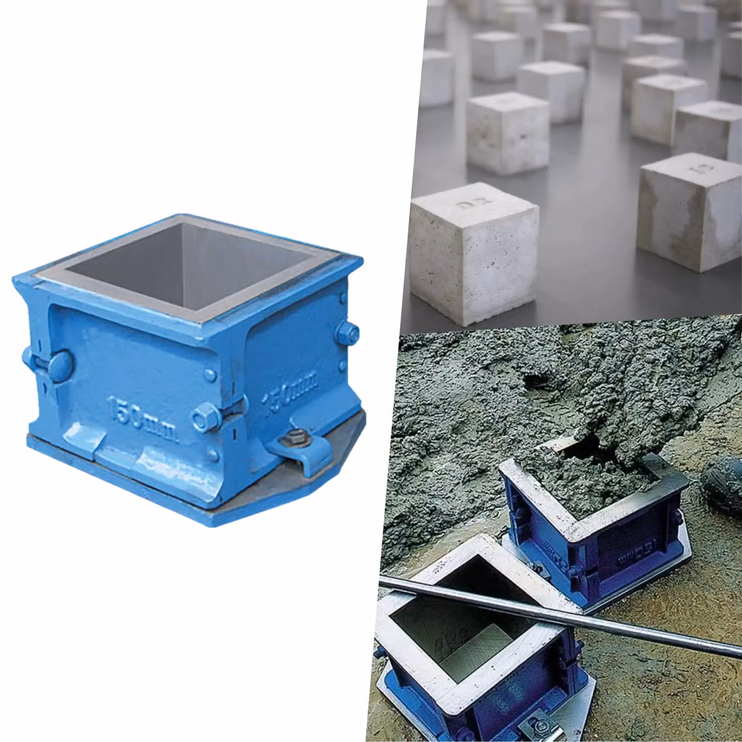 Pegdev Blue Iron 4-Part Concrete Test Cube Mould for Slump and Compressive Strength Testing, 150 x 150 x 150 mm – 2