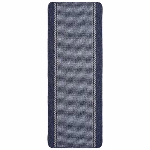 THE RUGS Blue Machine Washable Non-Slip Rectangular Area Rug with Bordered Design, W: 80 cm, D: 50 cm – 1