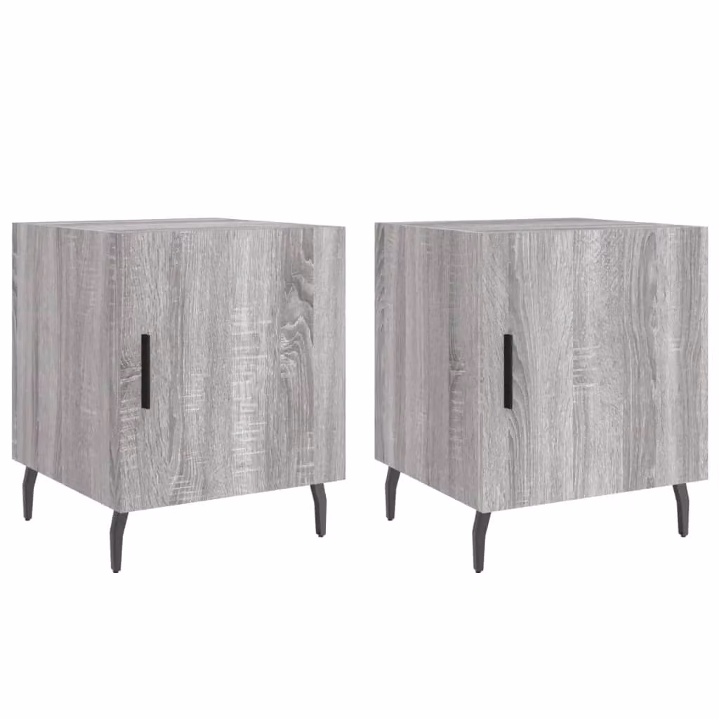 Berkfield Home Set of 2 Grey Sonoma Bedside Cabinets, W/D/H: 40 x 40 x 50 cm