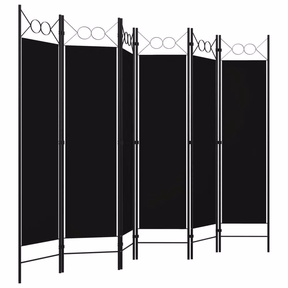 Berkfield Home 6-Panel Metal Room Divider in Black, H 180 cm x W 240 cm – 3