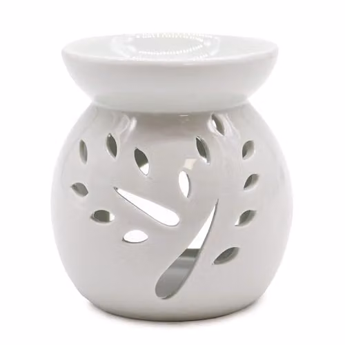 Ancient Wisdom KDMD Classic White Ceramic Tealight Oil Burner – 1