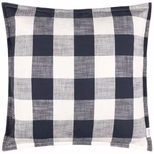 Yard Chesil Check Blue Cotton Square Outdoor Cushion W/D/H: 50 x 50 x 50 cm