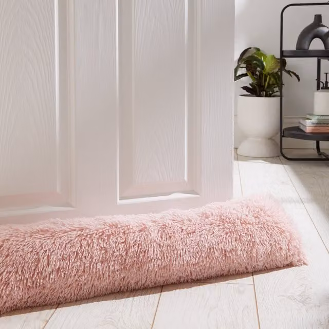 Catherine Lansfield Cuddly Faux Fur Draught Excluder, Pink, W: 90 cm, H: 20 cm