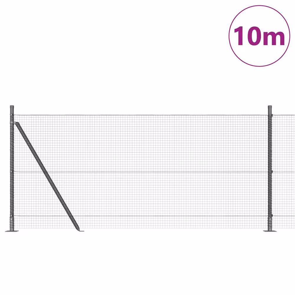 Berkfield Home Set of 2 Grey Metal and Plastic Round Mesh Fence Posts – 3