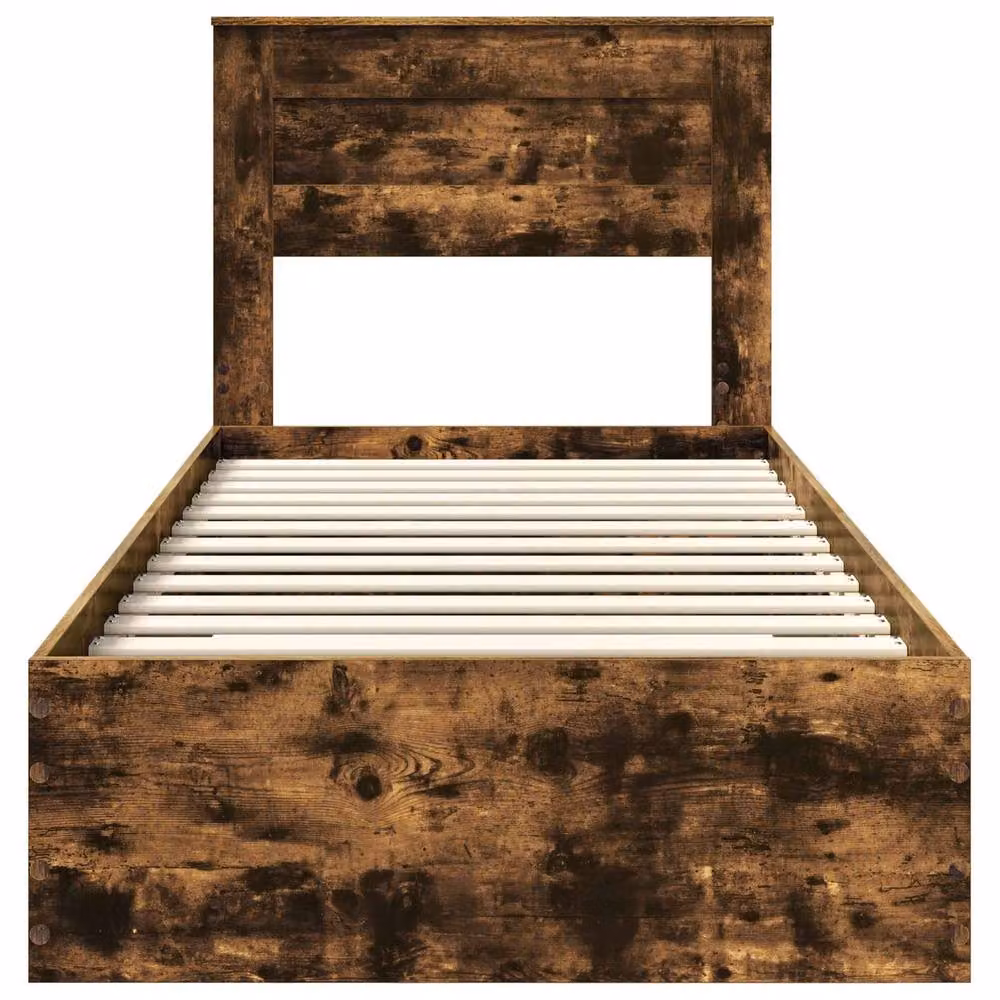 Berkfield Home Modern Bed Frame in Smoked Oak and Silver, W: 75 cm, L: 190 cm – 4