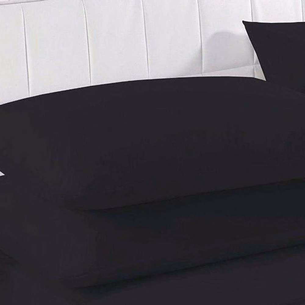 K Collection Black Cotton Percale Fitted Sheet, W/D/H: 180 x 200 cm – 2