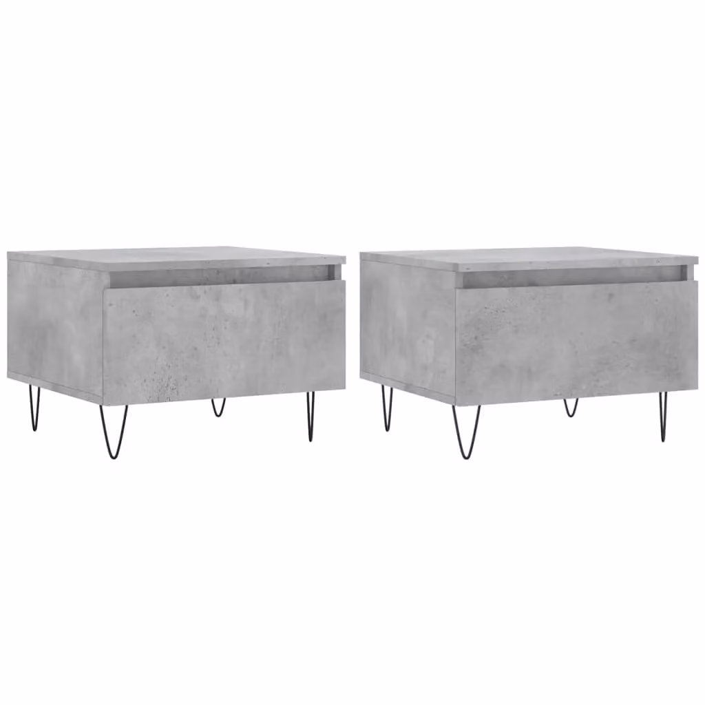 Berkfield Home Set of 2 Modern Nested Coffee Tables in Concrete Grey, W/D/H: 50 x 46 x 35 cm