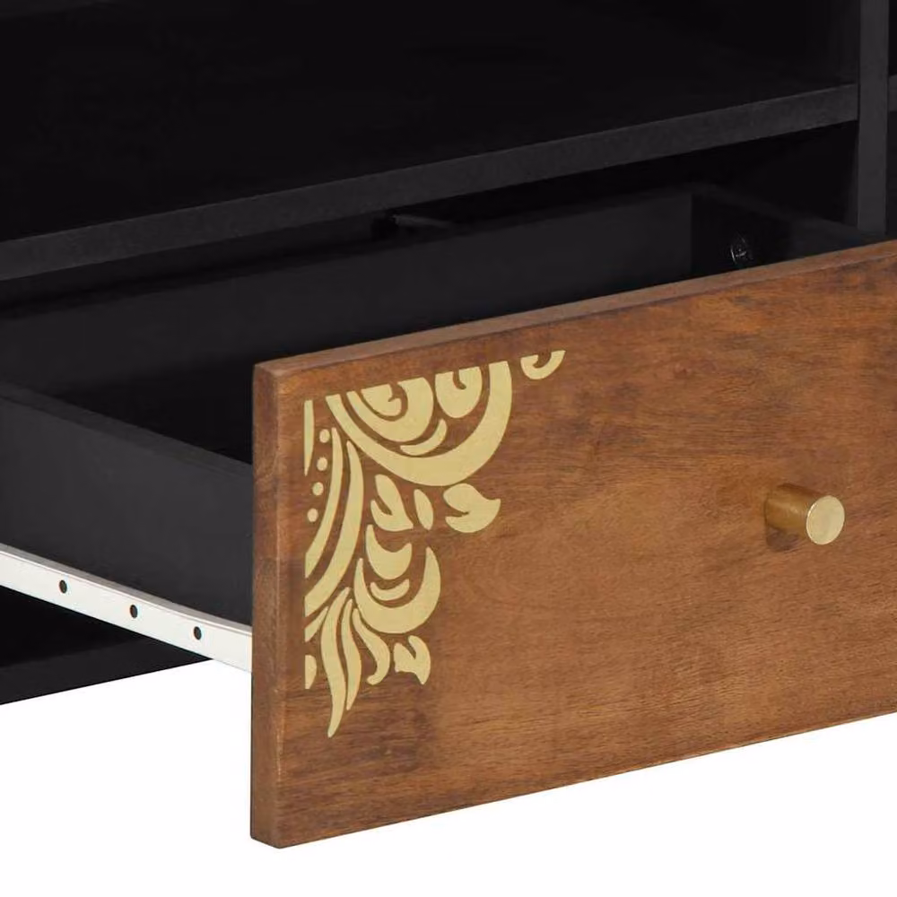 Berkfield Home Media Cabinet in Honey Brown Solid Mango Wood and Engineered Wood – 5