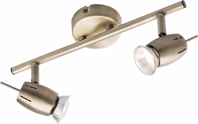 Litecraft Frank 2 Light Adjustable Spotlight Bar in Antique Brass