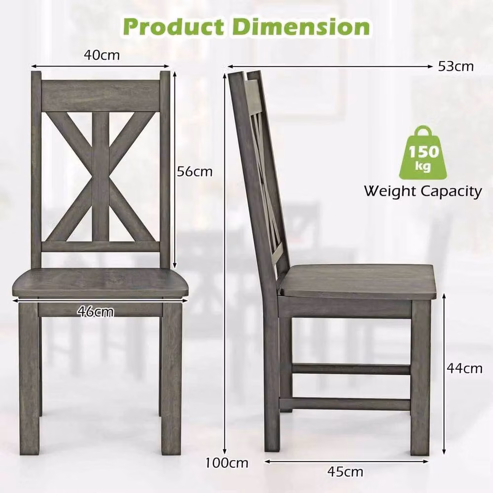 KORVIXA Set of 2 Modern Grey Rubberwood Dining Chairs – 2