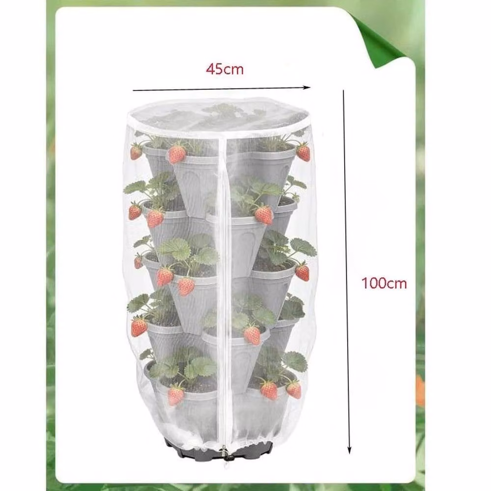 EONLION White Vertical Strawberry Planter and Garden Netting for Vegetable and Herb Gardens, W: 0.5 m, H: 1 m – 2