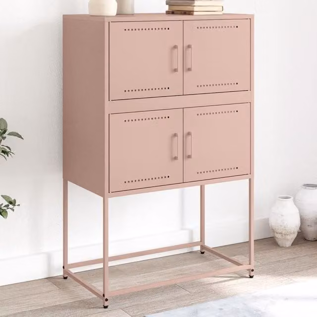 Berkfield Home Industrial Metal Sideboard in Pink, W/D/H: 68.5 x 38.5 x 107 cm