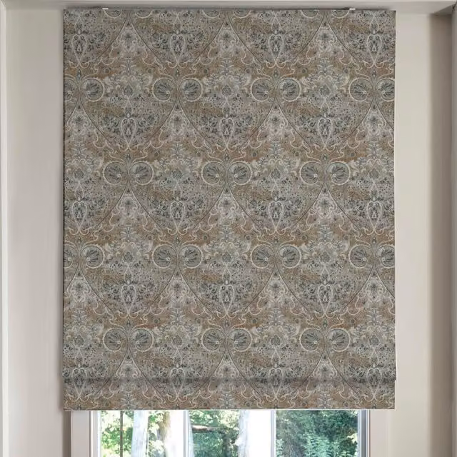 Linda Barker Home Jaipur Made To Measure Blackout Roman Blind in Mushroom Floral Pattern