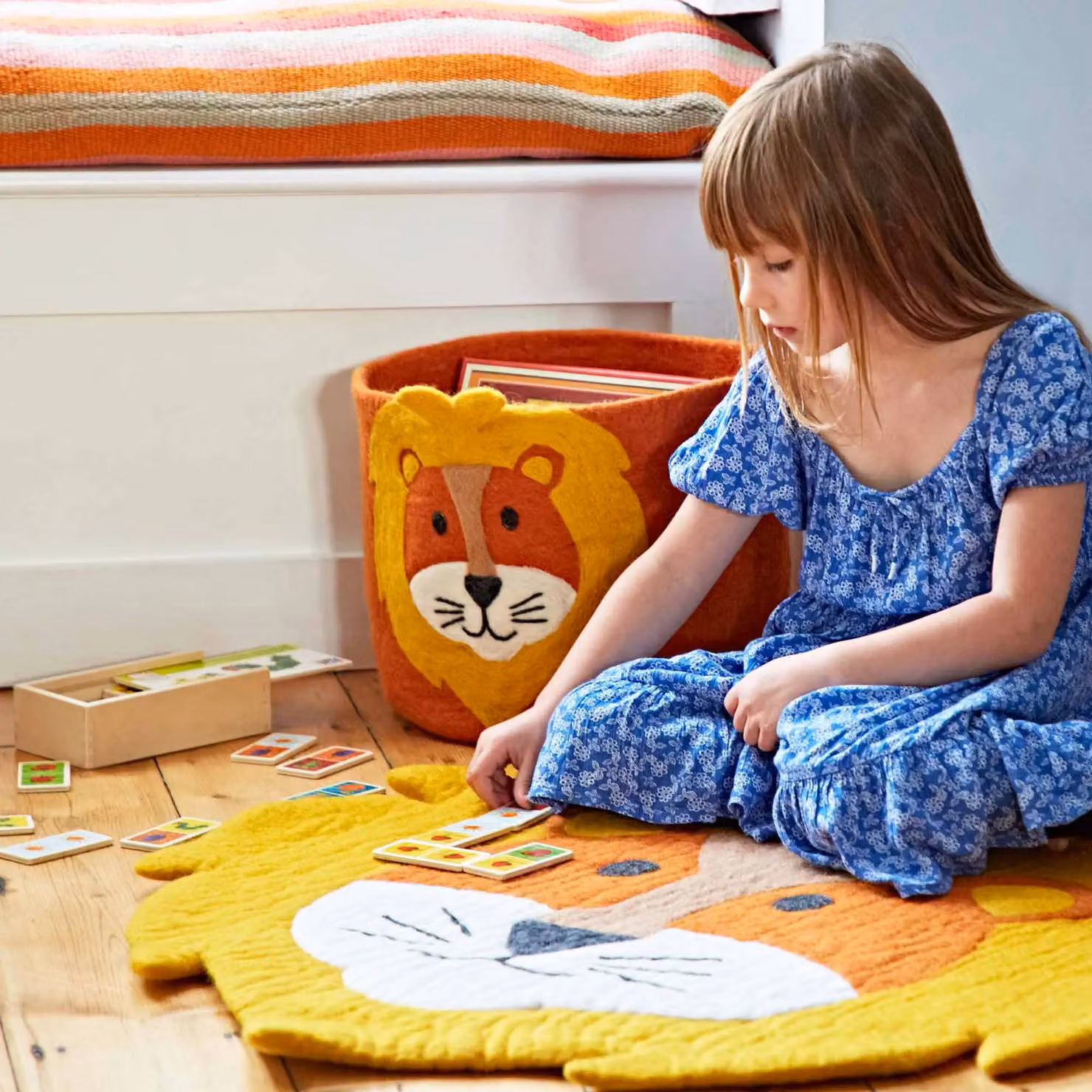 Paper High Handmade Yellow Lion Felt Kids Rug, Diameter: 70 cm – 2