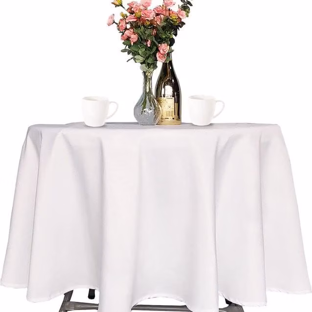 Trimming Shop Plain White Linen and Polyester Square Tablecloth for Weddings