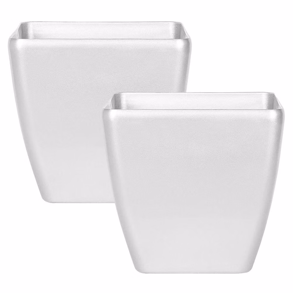 Wyld and Coco Silver Fibre Clay Planter Set of 2, W: 42 cm, D: 42 cm, H: 41 cm – 2