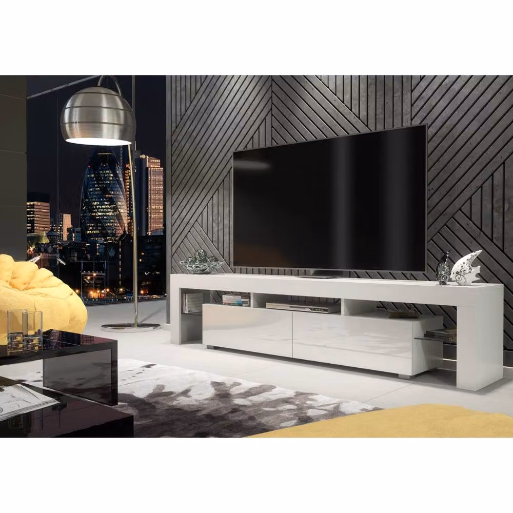 Creative Furniture Nova TV Unit, White with Glossy Doors, W/D/H: 200 x 45 x 35 cm – 4