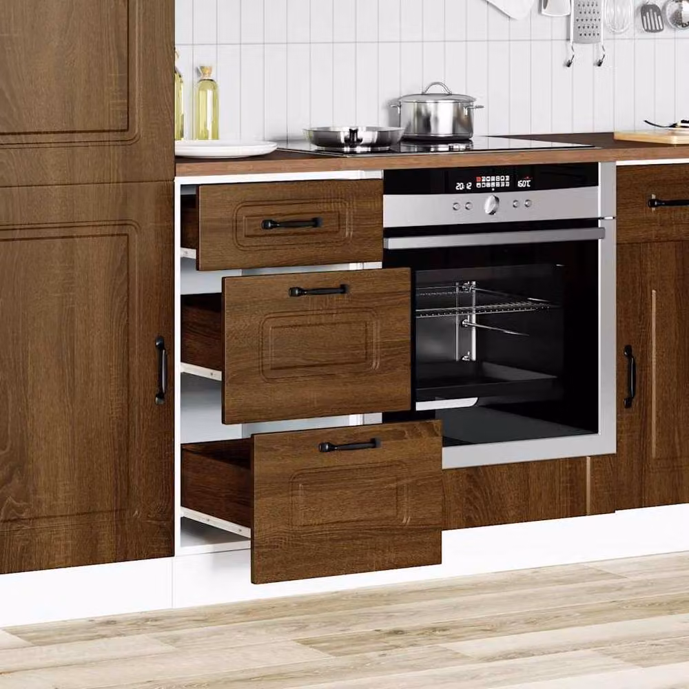 Berkfield Home Kalmar Kitchen Base Cabinet in Brown Oak Wood – 2