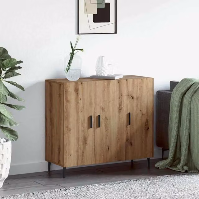 Berkfield Home Modern Sideboard with Storage Door in Brown, W/D/H: 90 x 34 x 80 cm