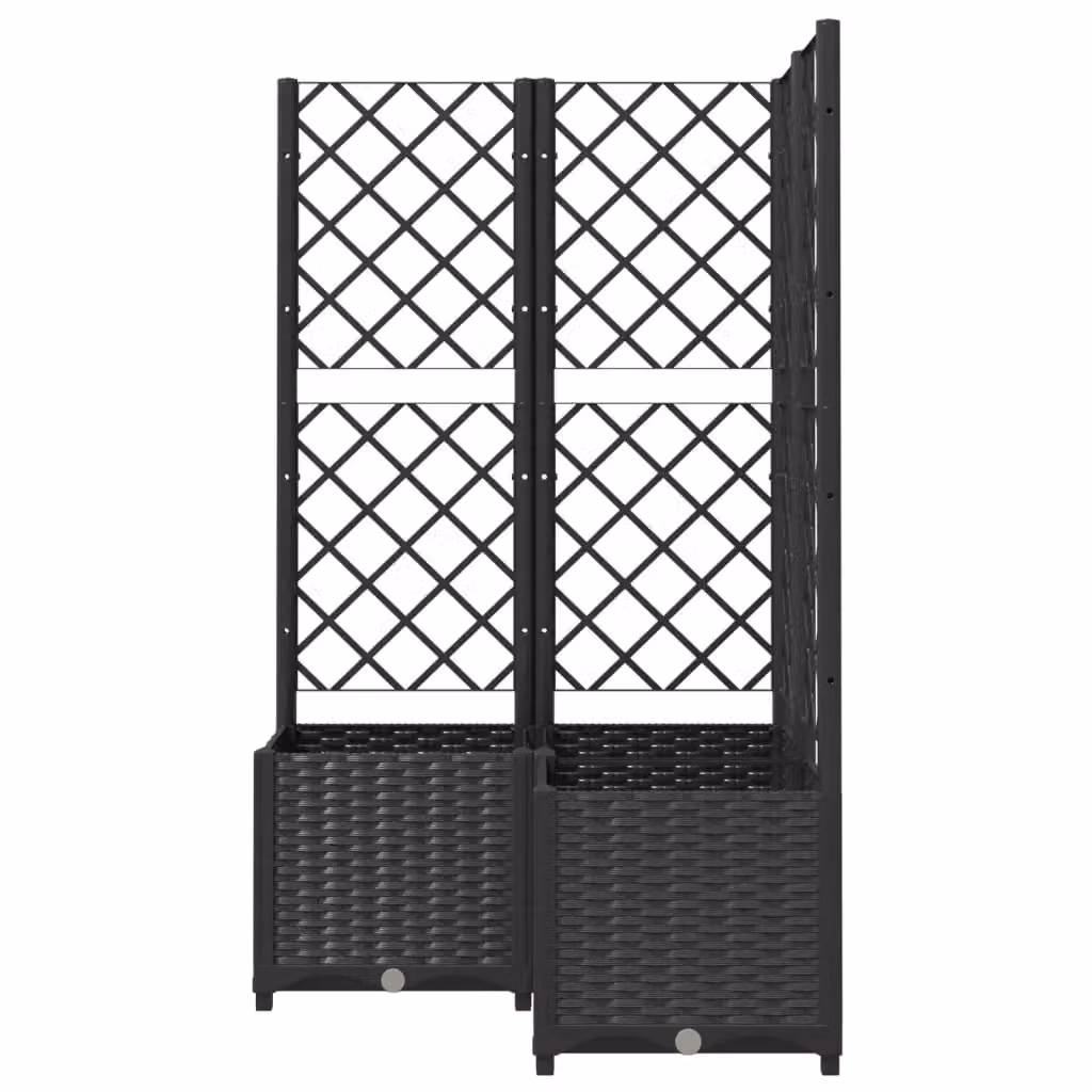 Berkfield Home Garden Planter with Trellis in Black, W/D/H: 80 x 80 x 136 cm – 3