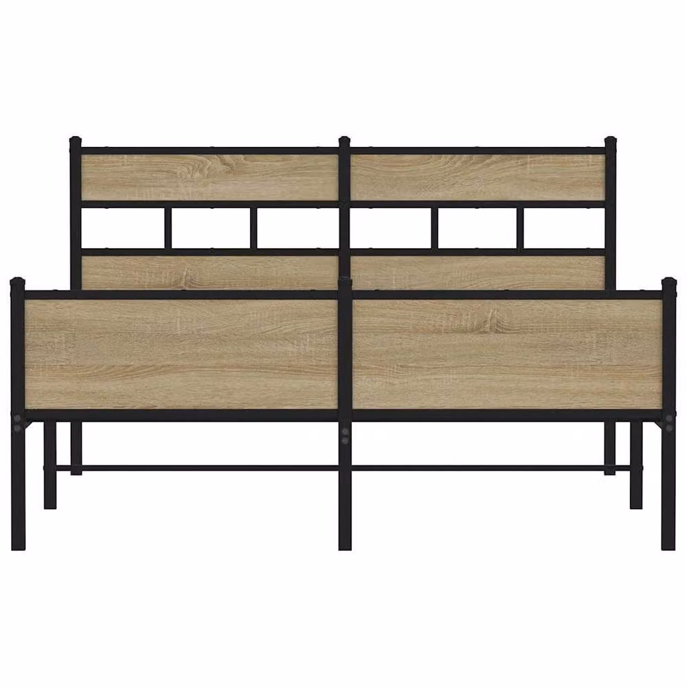 Berkfield Home Metal Bed Frame in Sonoma Oak Brown, W/D/H: 160 x 200 cm – 3