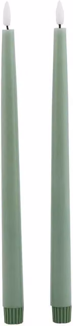 Love Lace Sage Green LED Wax Taper Dinner Candles, Set of 2 – 1