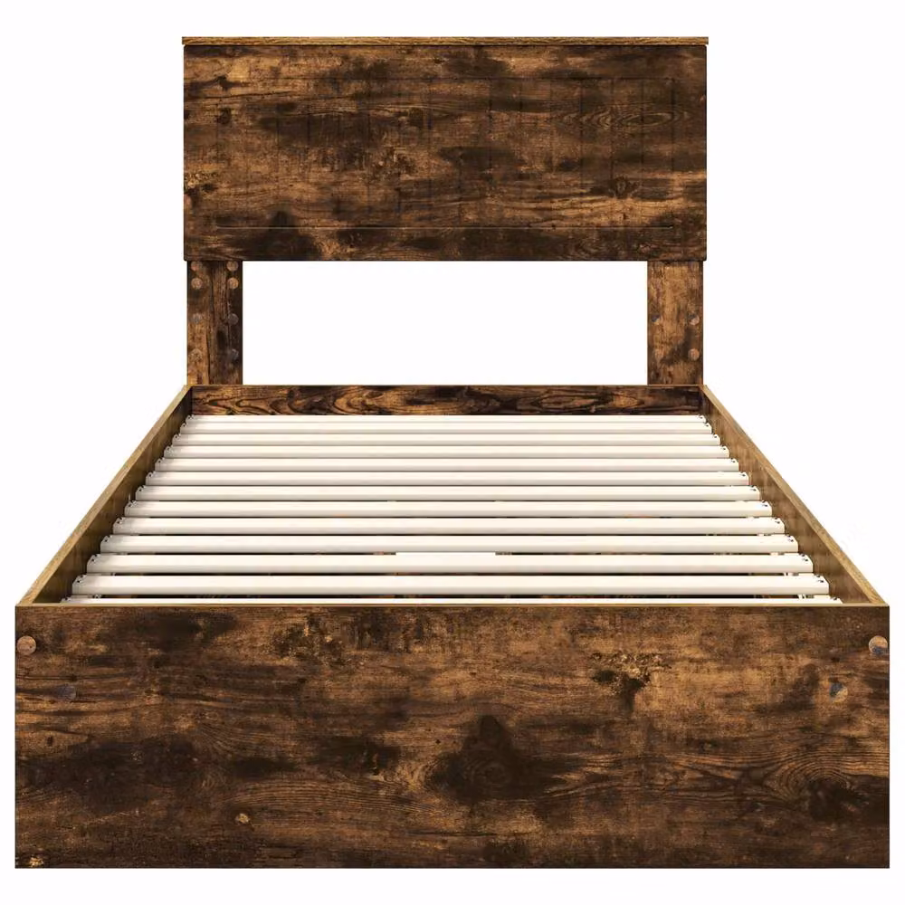 Berkfield Home Modern Storage Bed with Drawer in Smoked Oak Brown, W/D/H: 90 x 200 cm – 4