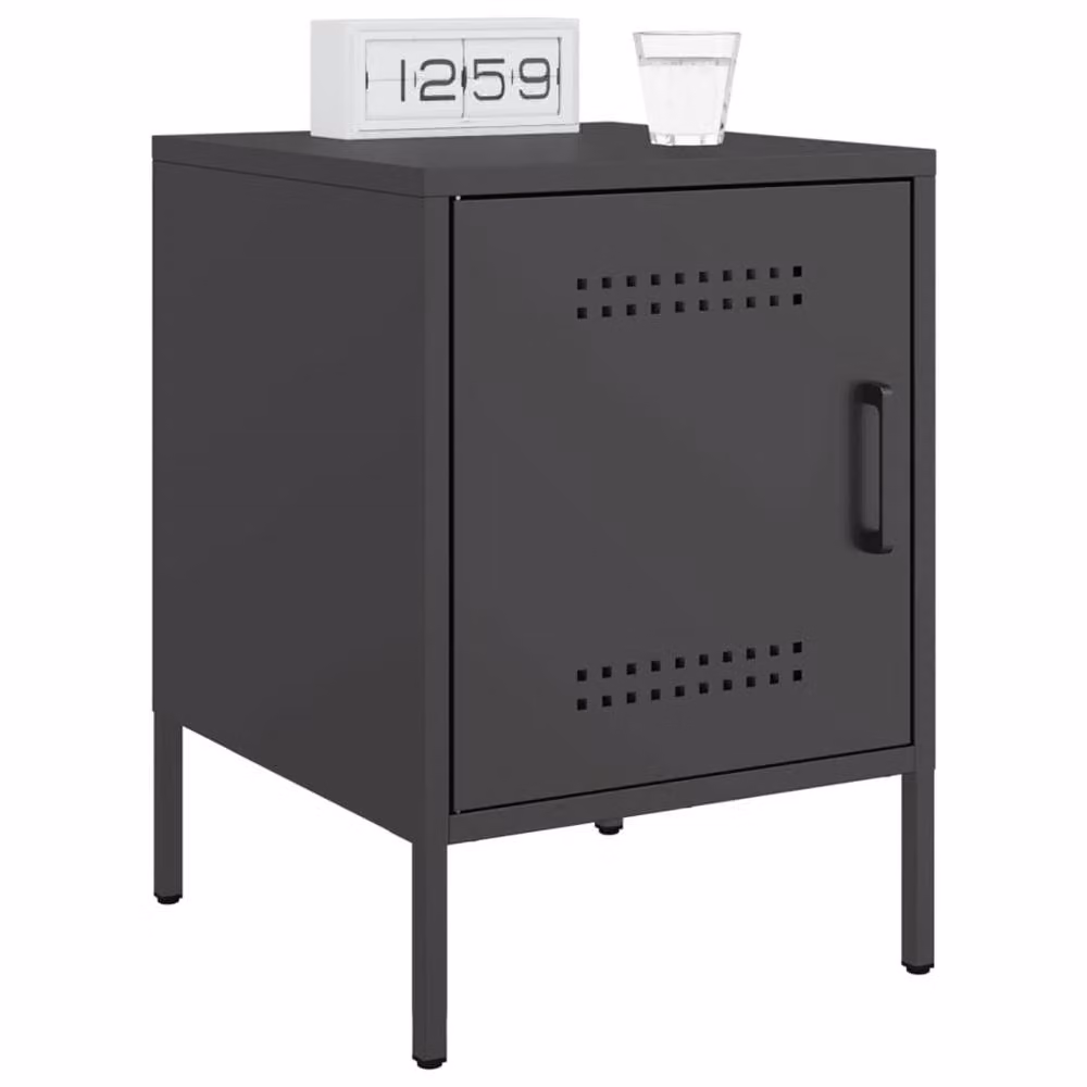 Berkfield Home Black Metal Bedside Cabinet W/D/H: 36 x 39 x 50.5 cm – 4