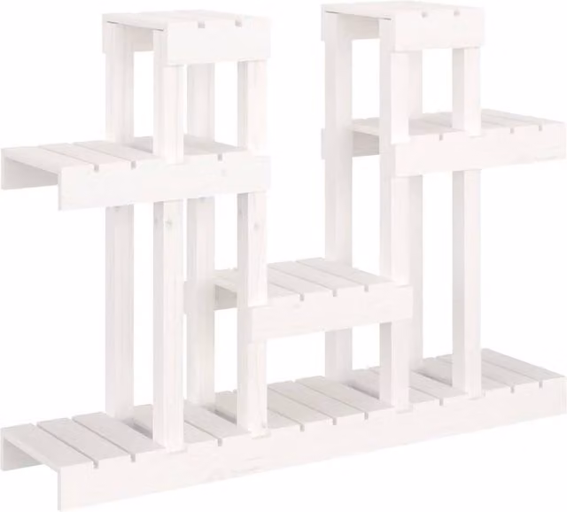 Berkfield Home White Solid Wood Pine Plant Stand, W/D/H: 104.5 x 25 x 77.5 cm