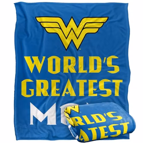 LOGOVISION Wonder Woman Worlds Greatest Mom Silky Touch Super Soft Fleece Throw Blanket, Multicolour, W/H: 127 x 152.4 cm – 1