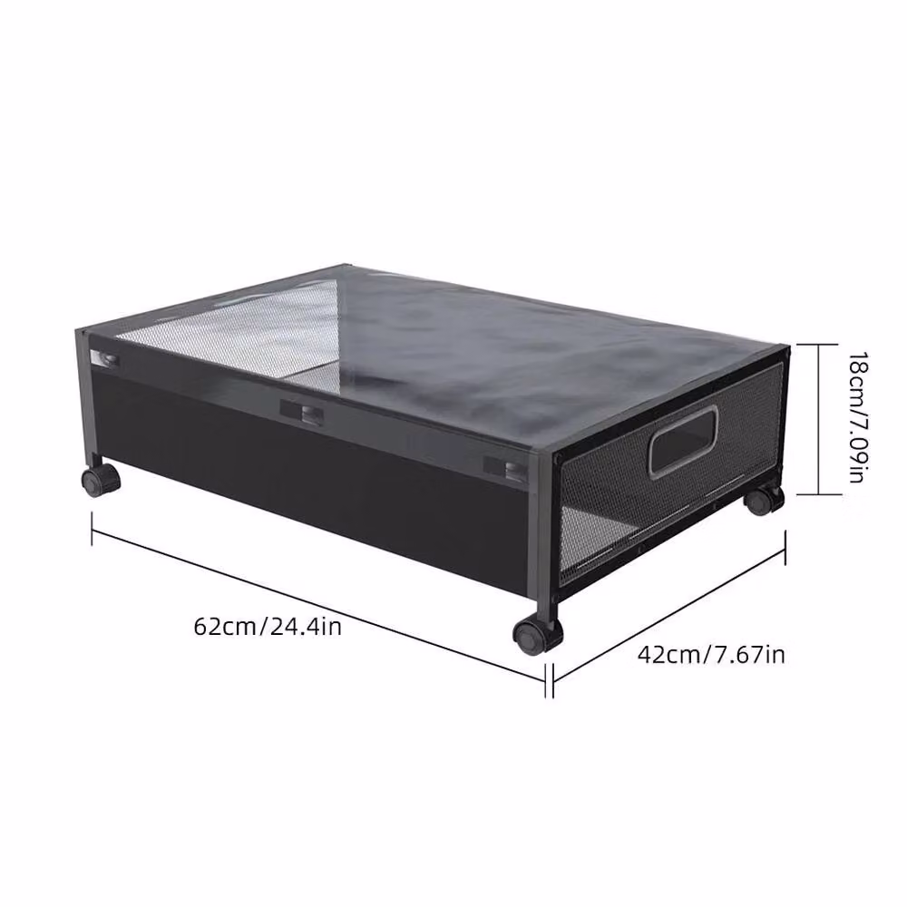 Nordara Pair of Black Mesh Underbed Storage Drawers with Wheels – 2
