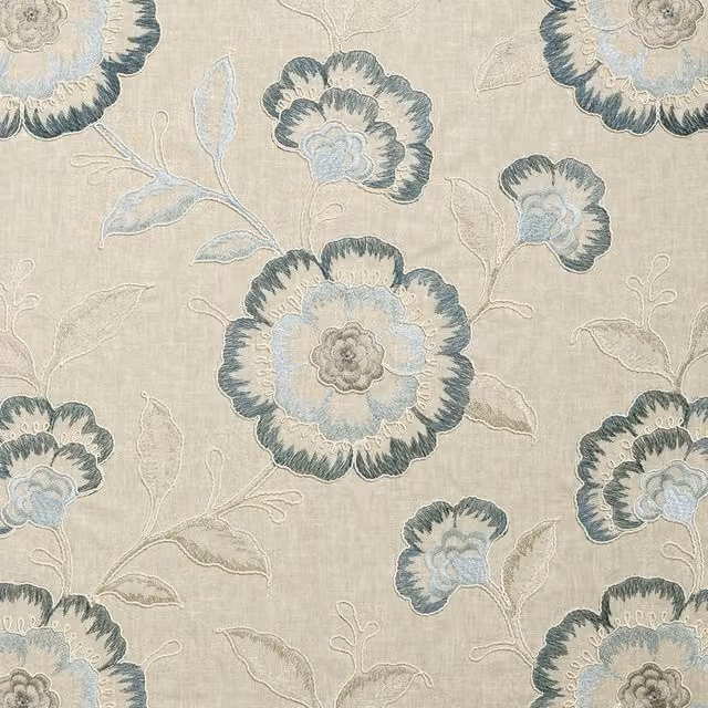 Clarke & Clarke Richmond Fabric in Blue and Beige