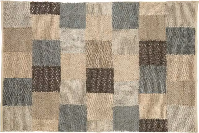 Orsina Large Modern Patchwork Woven Area Rug, Wool and Cotton Blend, Beige, Brown and Grey, W240 x D150 cm – 2