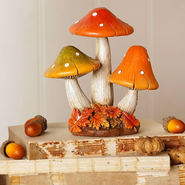 Country Living Autumn Harvest Mushroom Tabletop Ornament, Multicolour, Height: 13.5 cm