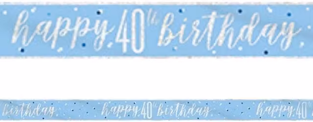 KDMD Blue and Silver Foil Happy 40th Birthday Banner for Adults