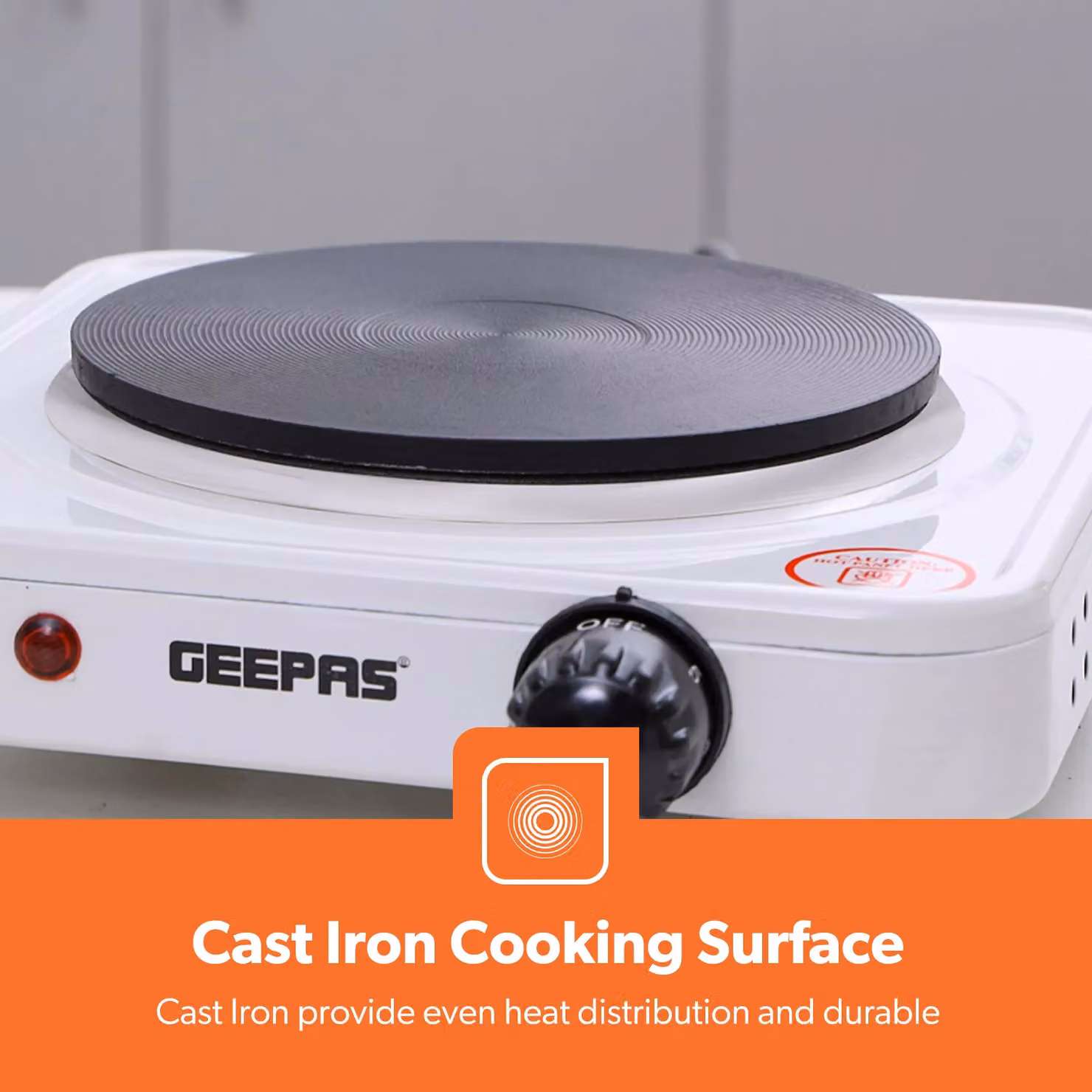 Geepas 1000W Single Portable Electric Hot Plate Cooker in White – 2