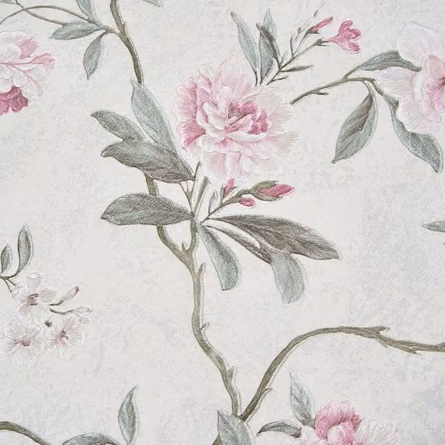 Livingandhome Multicoloured Vintage Floral Botanical Non-Woven 3D Embossed Wallpaper Roll