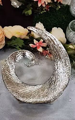 Biznest Abstract Silver and Black Metal Swirl Sculpture Modern Tabletop Ornament W/D/H: 25.5 x 9.5 x 34.5 cm – 3