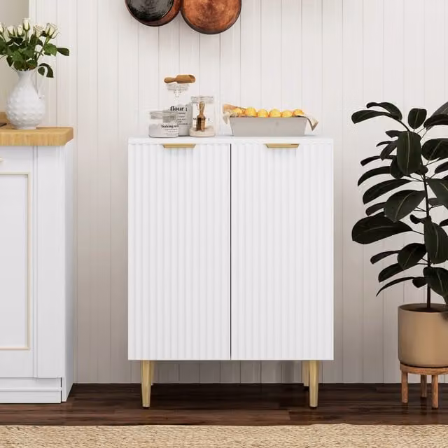 HOMCOM Modern Sideboard Buffet Cabinet with 2 Doors and Adjustable Shelf, White, Width: 60 cm
