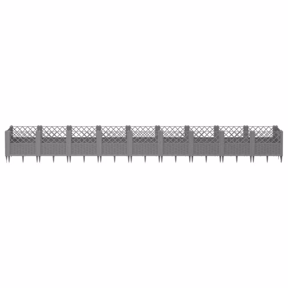 Berkfield Home Garden Planter with Pegs in Light Grey, W: 363.5 cm, D: 43.5 cm, H: 43.5 cm – 3