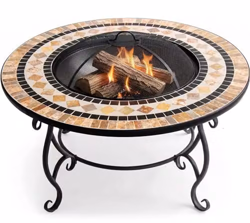 Centurion Supports Fireology BELUGA Opulent Garden and Patio Fire Pit Brazier, Coffee Table, Barbecue and Ice Bucket in Marble Finish – 1