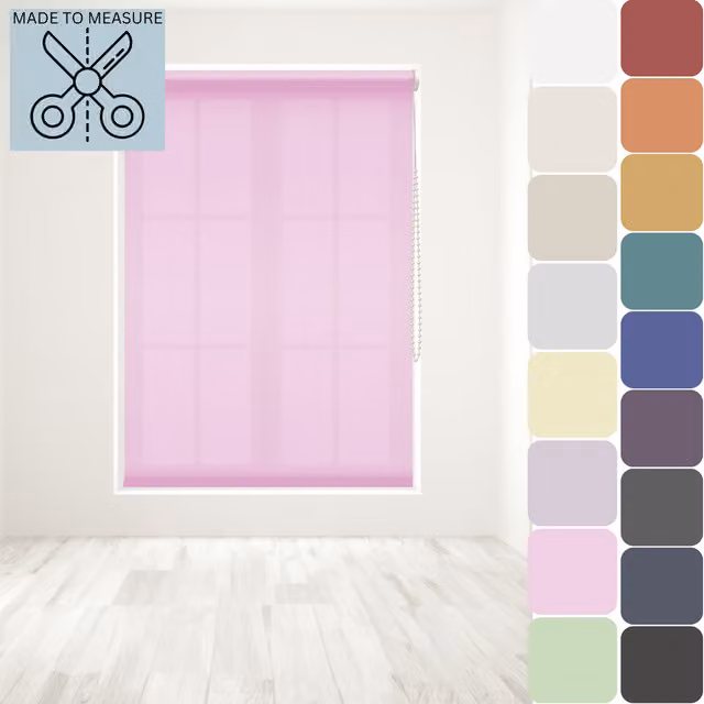 Caecus Made to Measure Straight Edge Roller Blind, Pink, Width: 90 cm