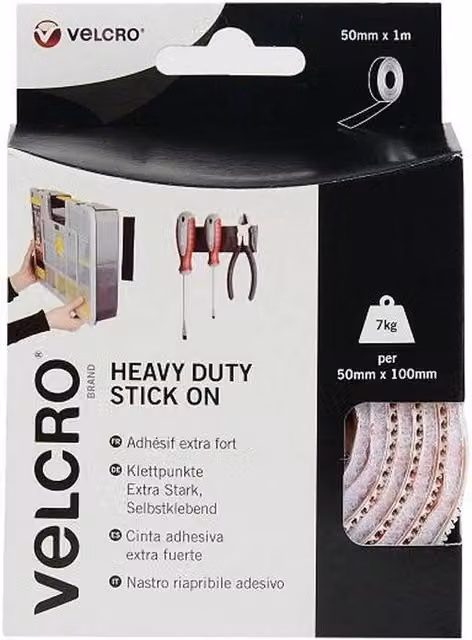 Velcro Heavy Duty Double Sided Stick On Tape, White, Width: 5 cm, Length: 1 m