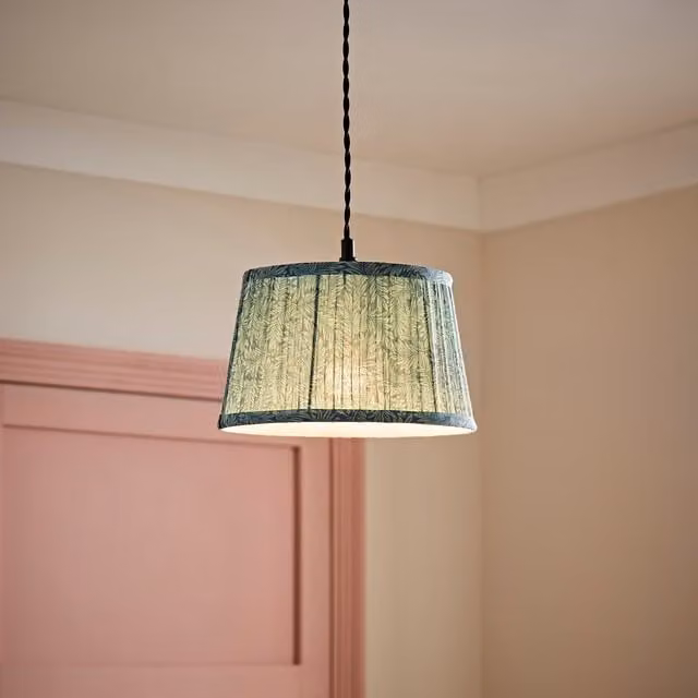 Alba Small Tapered Leaf Pleated Fabric Ceiling Lamp Shade and Bulb in Blue