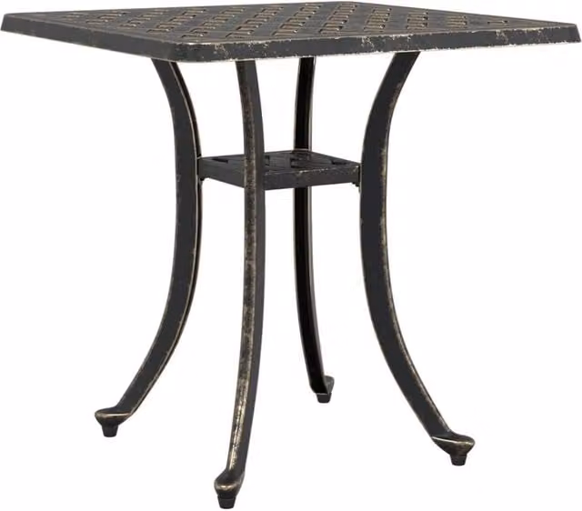 Berkfield Home Brown Cast Aluminium Garden Table, W/D/H: 53 x 53 x 53 cm