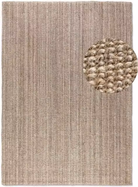 The Rugs Handwoven Plain Jute Rectangular Rug in Brown and Beige, W/D: 170 x 120 cm