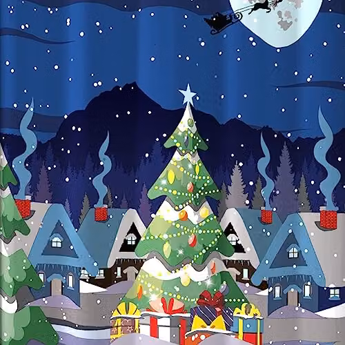 Bedlam Glow in the Dark Christmas Scene Eyelet Fabric Curtain, Multicolour, W: 138 cm, H: 214 cm – 4