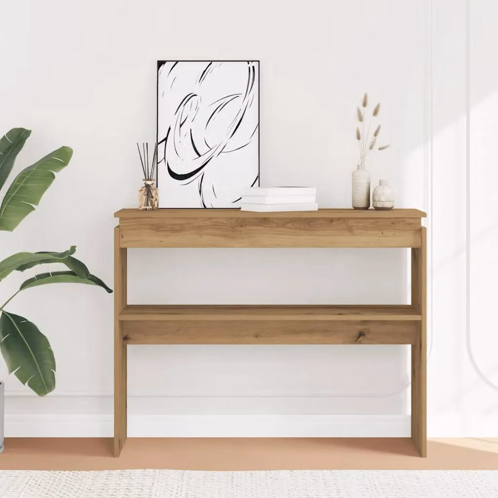 Berkfield Home Artisan Oak Console Table in Brown, W/D/H: 102 x 30 x 80 cm – 3