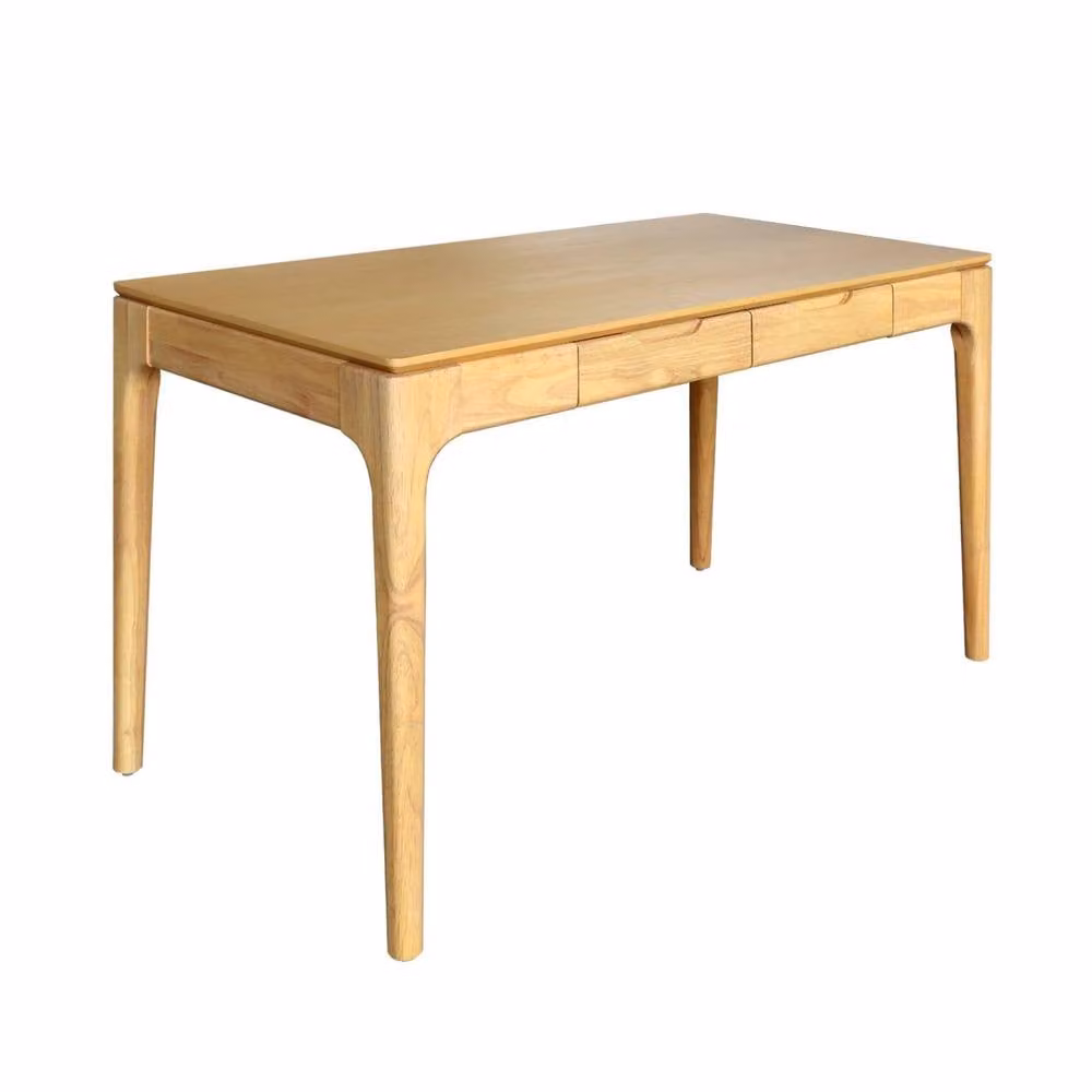 sweeek Modern Writing Desk with Ash Veneer and 2 Drawers, Brown, W/D/H: 120 x 60 x 76 cm – 2